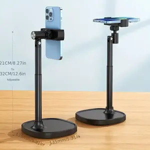Phone Stand for Desk, Angle Height Adjustable Phone Holder for Desk, Aluminum Alloy Universal iPhone Stand Holder, Retractable Cell Phone Stand Recording Office for iPhone 16 15 Pro Max Plus