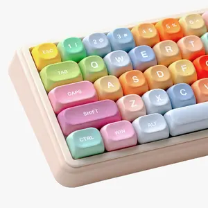 F-KCS01  Cute Candy PBT Keycaps, Gunmy Bear MOA Keycaps Dye-Sublimation,Colorful Custom Keyboard Key caps Set for 100% 75% 65% 60% TKL US Layout Mechanical Keyboard
