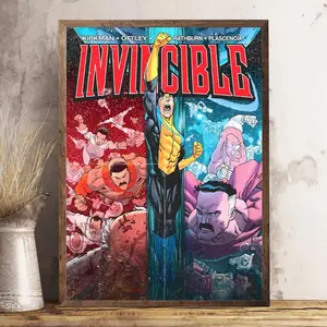 [Sale Up To 40%] [Unframed] Invincible Comic Book Cover Art Print, Superhero Wall Decor, Modern Graphic Poster