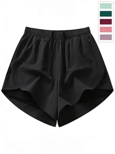 Women's Summer Gym Shorts Loose Fit 4-Piece Fake Two-Piece Running Pants Fitness Shorts Casual Shorts for Women