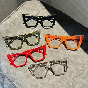 Vintage Cat Eye Computer Glasses Women Transparent Lens Jelly Color Frame Fashion Eyewear Blue Light Protection Lightweight For Daily Wear
