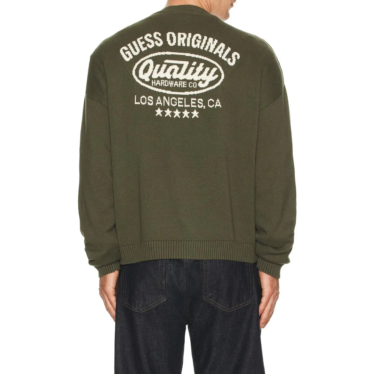 Guess Originals Back Jacquard Sweater in Thyme Unisex