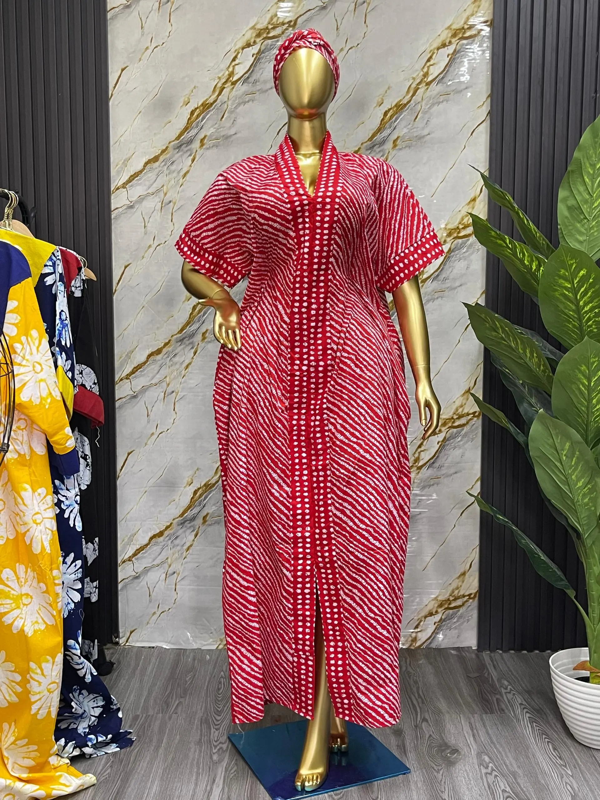 Women's Elegant Short-Sleeve Ankara Boubou Kaftan - Newly Sewn Modest Casual Dress, Adjustable Inner Tie, Comfortable Fabric (1 Size), Shortsleeve