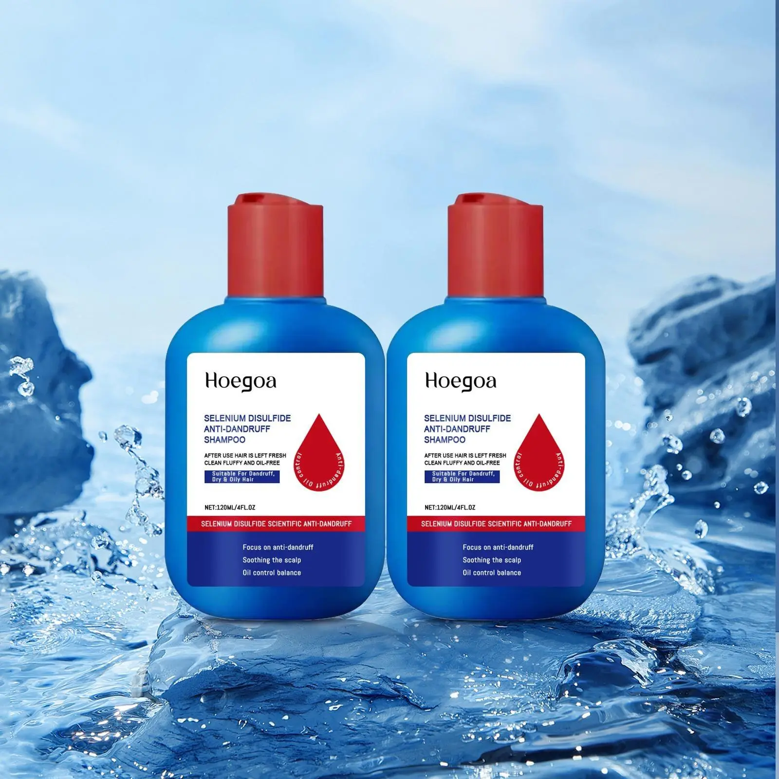 2 PCS Selenium Disulfide HOEGOA Hair Care Shampoo: Anti-Dandruff Anti-Itch Oil Control Refreshing Scalp Cleanser Shampoo 120ML X 2 (8.11 fl oz), Gentle Comfort Cleansing Conditioner Haircare 2 Bottle Bundle