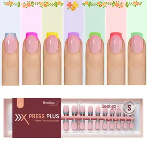 [Exclusive to TTS]Beetles X Press Plus French Tip Nails 7 Colors No Glue Included Natural Salon Quality For Spring Summer Nails