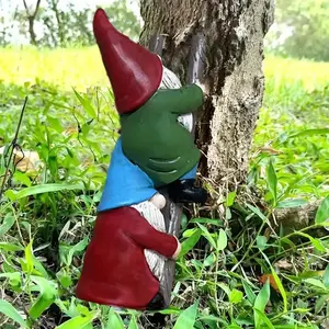 Resin Gnome Climbing Stairs Figurine, Garden Patio Decoration, Cute Fairy Statue for Home Yard Decor, Small Outdoor Ornament