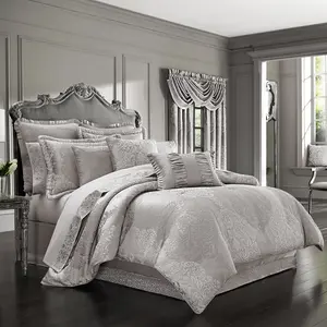 LaScala Silver 4-Piece Comforter Set By J Queen LaScala Silver 4-Piece Comforter Set By J Queen