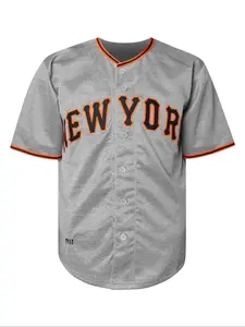 Men's Letter & Figure Patched Contrast Binding Baseball Jersey, Casual Loose Short Sleeve Button Front Baseball Top for Daily Wear, Baseball Clothing for All Seasons