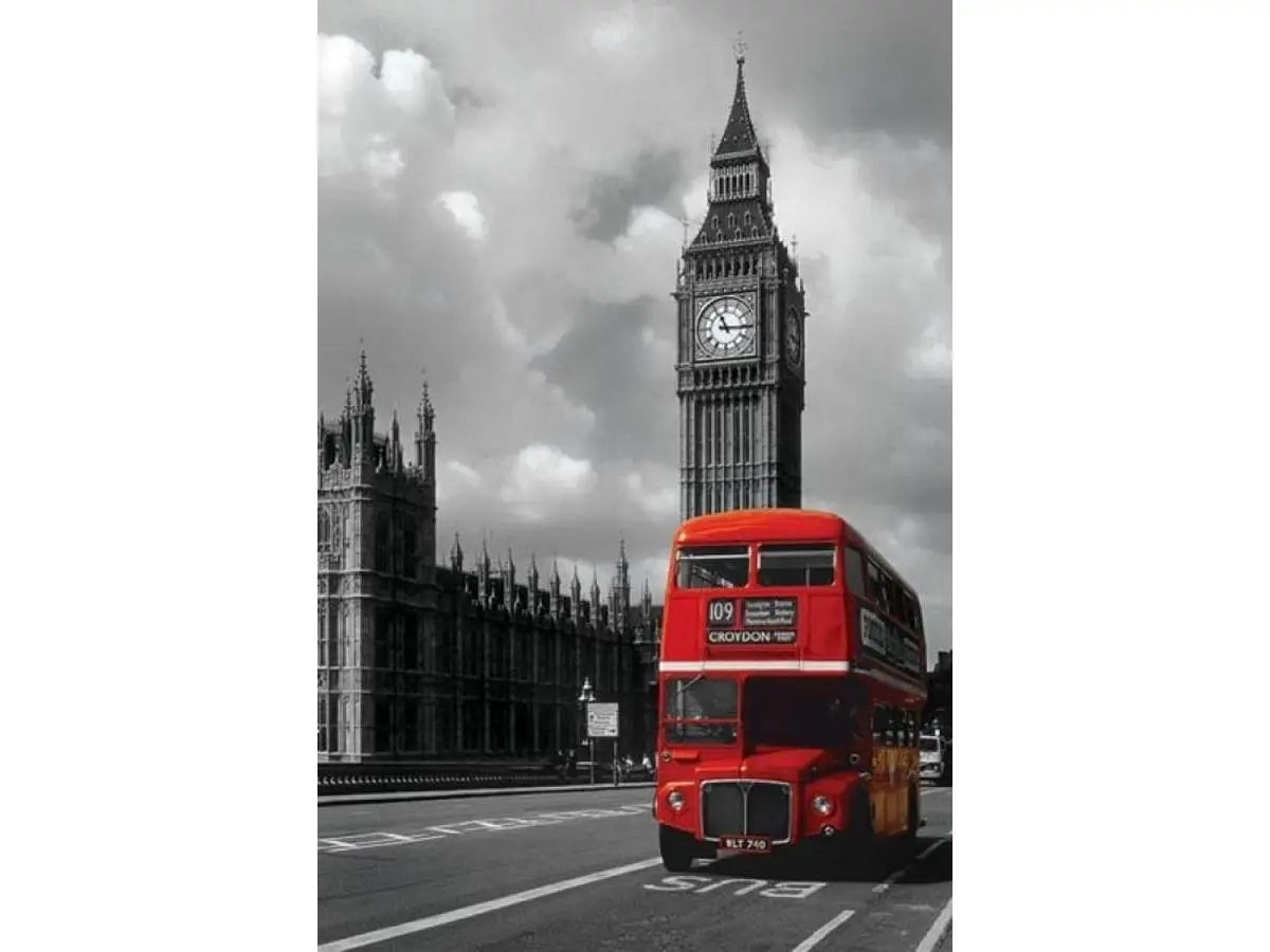 Pyramid Posters XPE159734 London Red Bus Wall Art Poster Print - 24x36 in, Home Decor, Office Decor, Home Office Use