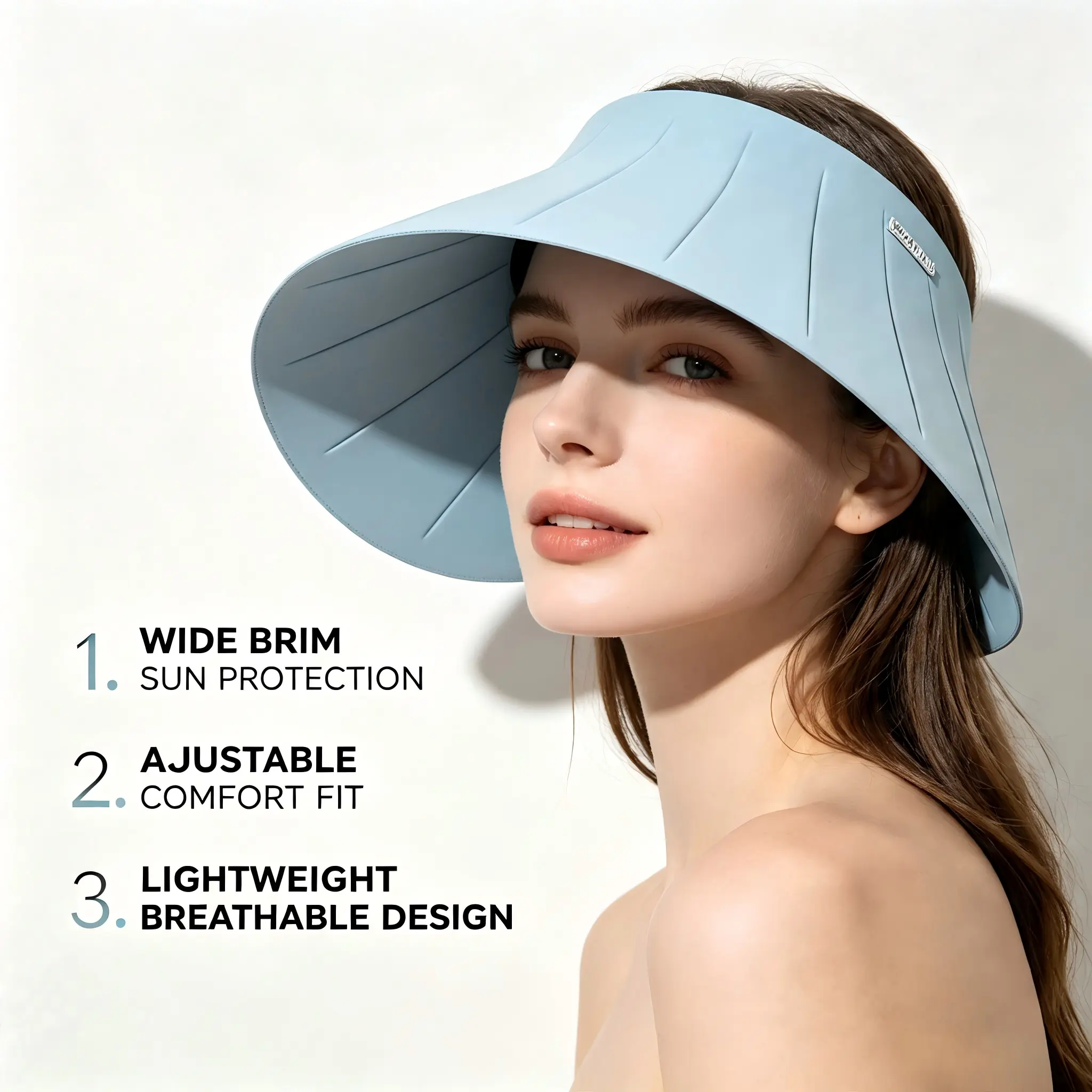 Wide Brim Sun Protection Visor, Adjustable Comfort Fit, Lightweight Breathable Design for Hiking, Camping Outdoor Activities