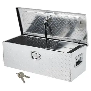 GARVEE 30 Inch Aluminum Truck Tool Box, Truck Bed Storage Box with Security Lock and Wider Handles, Heavy Duty Waterproof Tool Box Organizer Chest for Pick Up Truck Rv Trailer - Silver