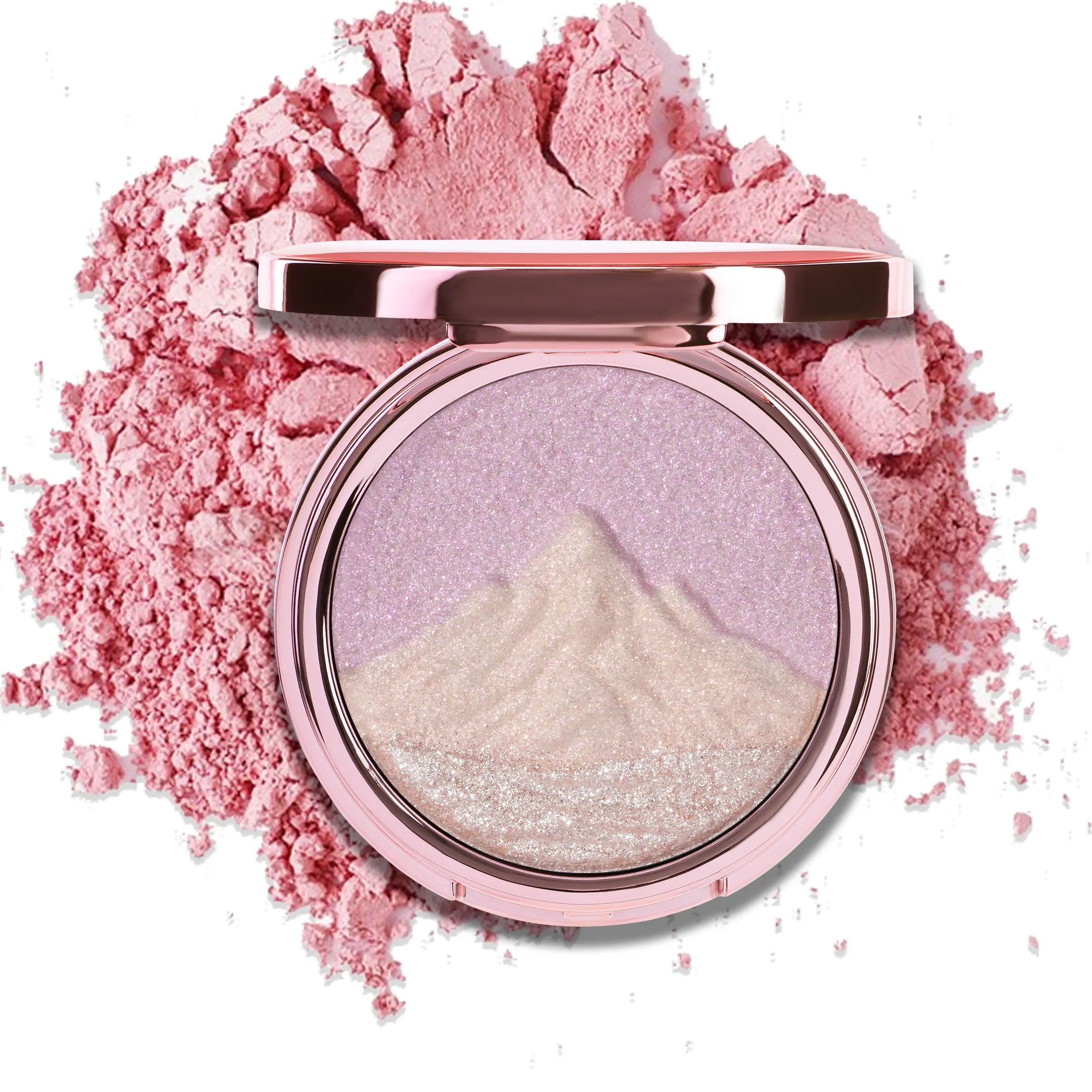 Truth'Key - Dawn on Mountains Tri-Color Color-Shifting Pressed powder Compact Iridescent Gilded Radiance, Dynamic Luminosity，  glow  worthy