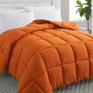 Down Alternative Comforter (Burnt Orange, King) - All Season Soft Quilted King Size Bed Comforter - Duvet Insert with Corner Tabs - Winter Summer Warm, 102x90 inches