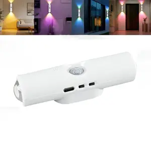 Rechargeable RGB Color Changing LED Wall Light With Motion Sensor, Magnetic Base & Cat-Eye Design - Usb-Powered Under-Cabinet Lighting For Home Office, No Wiring Needed, Rechargeable Wall Light, Ambient Lighting, Modern Lighting