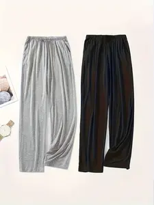 Men's Party Style Sleepwear Loungewear Set, Polyester Knit Fabric, Regular Fit, Medium Stretch, Suitable for Spring/autumn