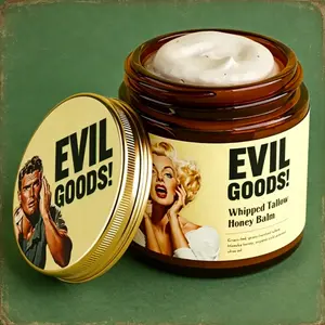 Whipped Beef Tallow Balm - EVIL GOODS, Manuka Honey Infused, All-Natural Nourishing Moisturizer for Face, Body & Lips