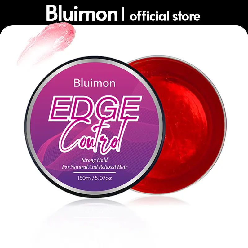 Bluimon Edge Control Gel with Castor Oil Non-Greasy Non-Flaking No White Cast Long Lasting Supports Hair Growth Natural Formula for All Hair Types 5.07 Fl Oz