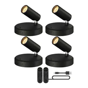 Spotlights Indoor with Remote 5500mAh Rechargeable Picture Lights Wireless LED Uplighting with Timer Dimmable 3CCT Mini Plant Spot Lights for Painting Artwork  Black shower lamp