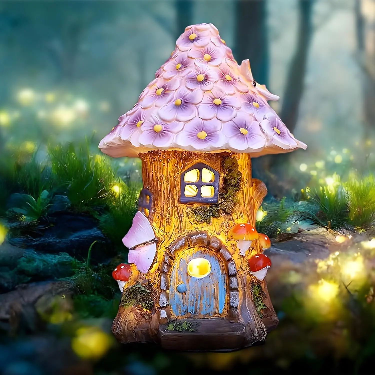 Solar Powered Garden House Design Statue, Cute Fairy Garden House Light, Mushroom Garden Decor, Outdoor Garden Decoration Supplies, Garden Accessories, Outdoor Garden Accessory, Garden Sculptures Statues
