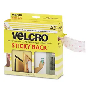 VELCRO Sticky-Back Hook & Loop Adhesive Tape with Dispenser, 91138 Hook Eye Design, 3/4 x 30-ft White Roll, Strong Adhesion for Home Improvement, Building Supplies