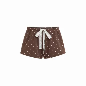 Cider Polka Dots Lace Drawstring Shorts