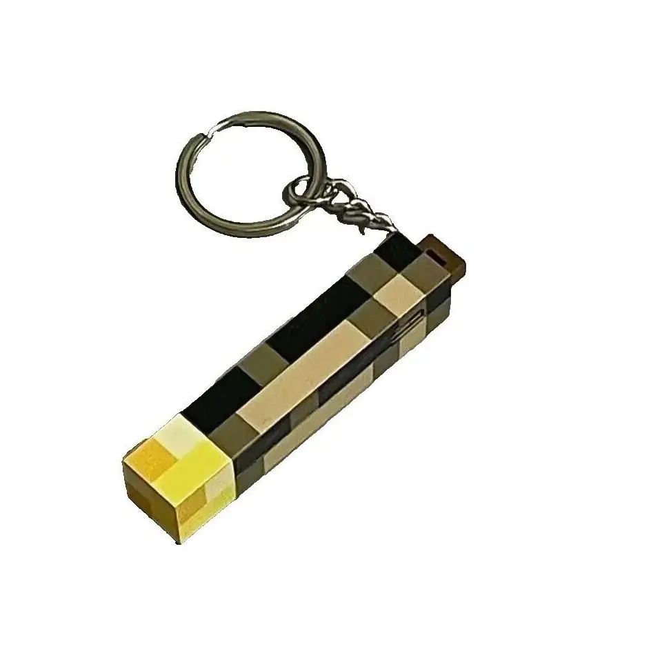 Retro Video Game Pixel Light-Up Keychain - Rechargeable Cartoon Toy, Handheld Clip Flashlight, Everyday USB Mobile Light for Kids' Decor