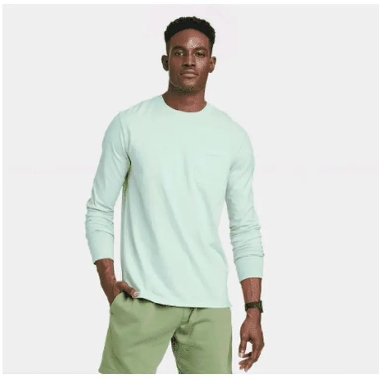 Men's Long Sleeve Pocket T-Shirt - Goodfellow & Co Blue L