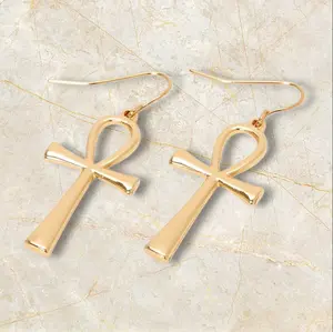 GOLD Ankh Earrings