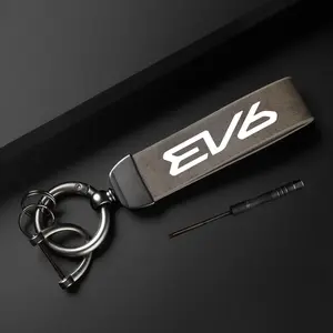 Car Keychain, PU Leather Car Keychain, Simple Design Car Interior Decoration Accessories for KIA EV6, Stylish Keychain, Minimalist Design Keychain, Fashion Keychain, Keychain Accessory