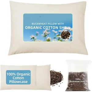 Buckwheat Pillow for Sleeping with Extra  Pillowcase and Hulls, 14"X20" Buckwheat Hull Pillow, Adjustable Height and Firmness, Firm  Support for Side Sleepers, Cool, White