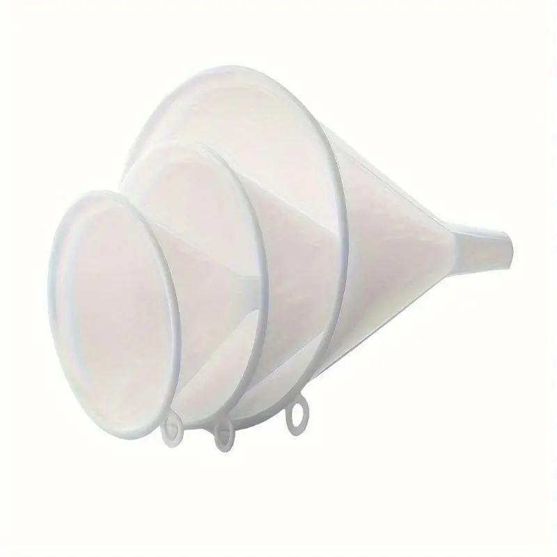 3pcs, Funnel, Plastic Funnel Set, Large, Medium, And Small Kitchen Funnels For Filling Bottles, Food Grade Cooking Funnel Set, Oil Funnel, Kitchen Accessaries, Baking Tools