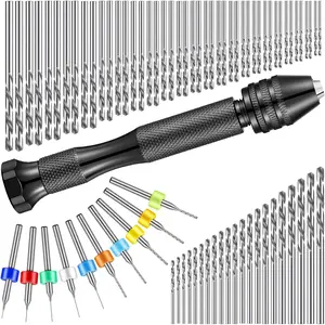 95 count Hand Drill Bits Set, 1 Pin Vise and 94 count  Twist and PCB Mini Drill Bits for  Polymer Clay Craft DIY (Black)