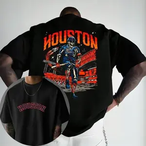 Houston Baseball Skull Graphic Tee, Vintage Retro Houston Sports T-Shirt for Fans, Cool Skeleton Streetwear Essential, Trending Game Day Gift Idea, Unisex Baseball Design