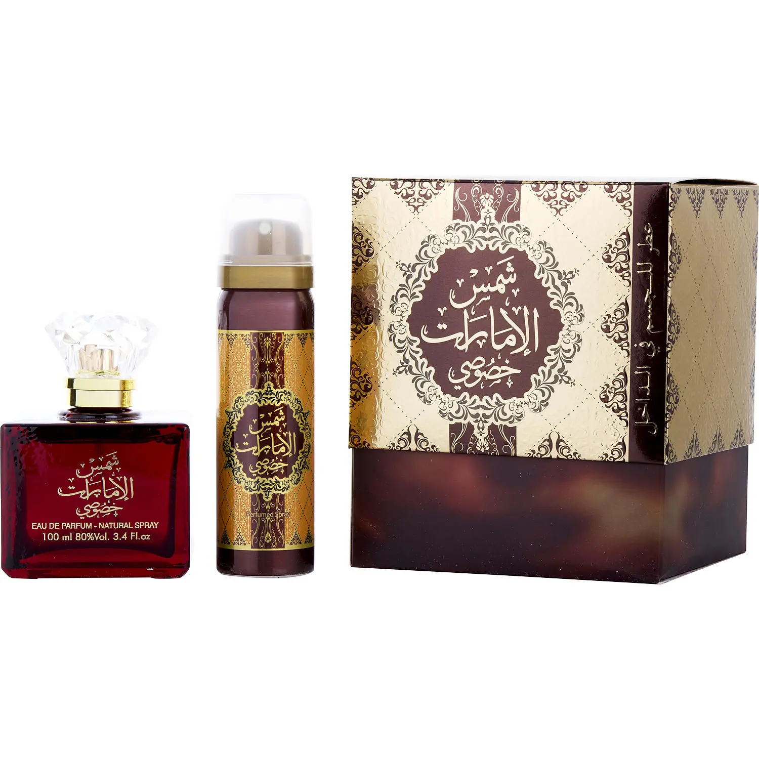 Ard Al Zaafaran Shams Al Emarat Khususi Set-Eau De Parfum Spray 3.4 Oz & Deodorant 1.7 Oz For Unisex