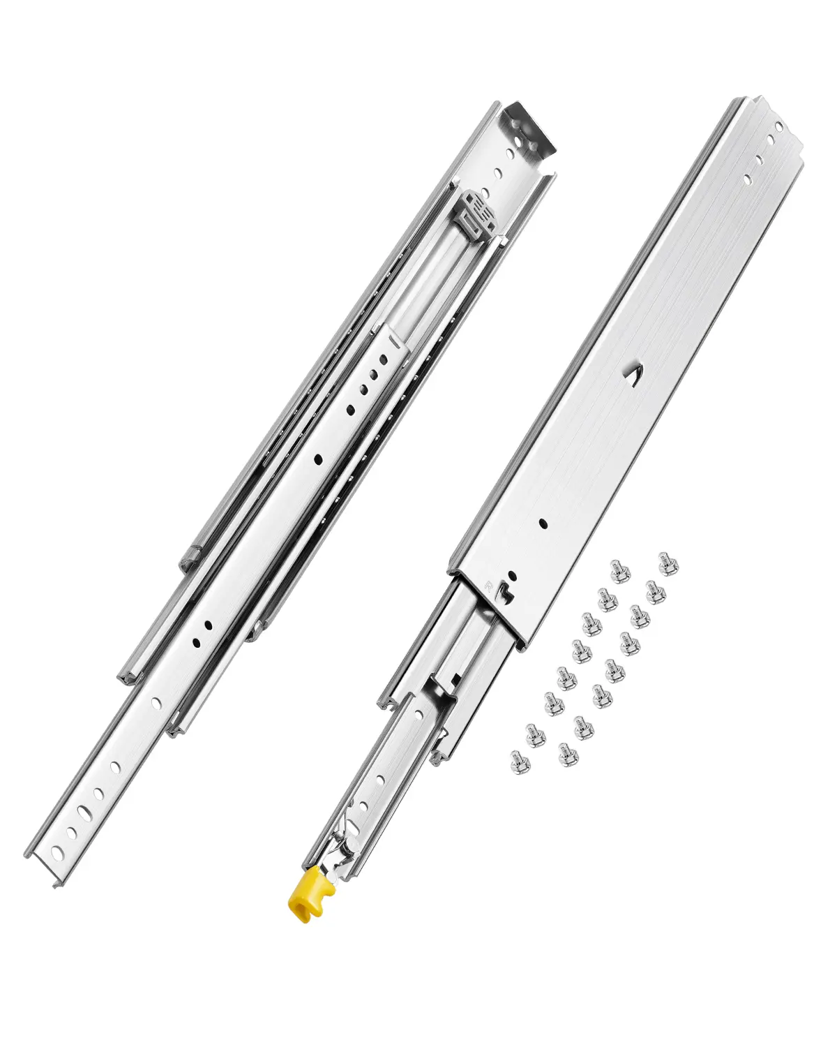 VEVOR Heavy-Duty Furniture Drawer Slides (1 Pair), 16-60 in Sizes (24 in/610 mm, 0.77 inches Option), 500 lbs Weight Limit, Locking System, Ball Bearing Side-Mount Sliders, Steel Construction (for Shelving, Vending Machines; Father's Day Gift Option)
