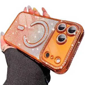 OREKROY Luxury Bling Glitter Case for iPhone 17 Pro Max, 17 Air, 17 Pro, 16, 15, 14, 13, 12 Pro Max – MagSafe Compatible, Sparkle Rhinestone Diamond Protective Case, Shockproof, Camera Lens Protector, Premium Plating, Perfect for Women & Girls