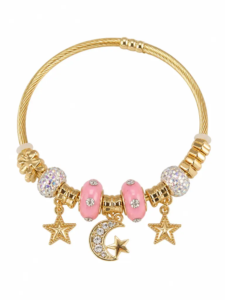 Gold Tone Crystal Star Beaded Bangle Bracelet for Women, Everyday Jewelry Gift, Bracelet Jewelry, Wrist Stack, Gold Aesthetic, Stainless Steel