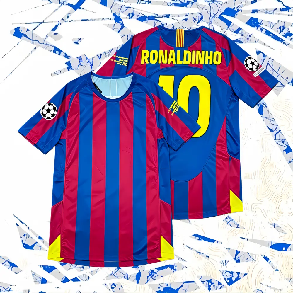 05/06 Barcelona Home Fan Edition Vintage Ronaldinho#10 Short Sleeve Jersey