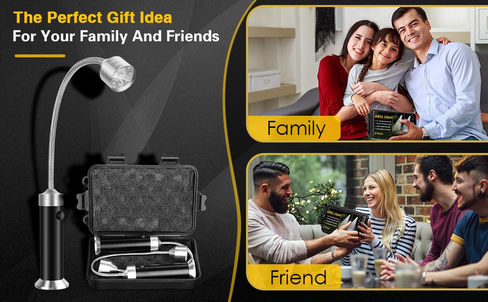Must Have BBQ Accessories - [2 Pack] Waterproof & Heat Resistant Grill Light, 360° Gooseneck, Magnetic Work Light for Camping, Cooking, Fishing - Gift Box, Batteries Included