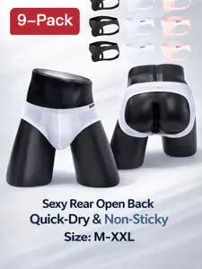 Men’s Open-Back Briefs, Gym Athletic Support, Breathable Sweat-Wicking, Stretch Fit, Black/White/Pink, M-Xxl, All Seasons, Brief Underwear