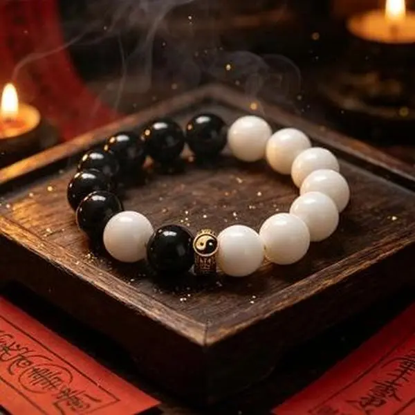 Black & White Balance Bead Bracelet, Embrace Positive Vibes & Harmonize Inner Energy
