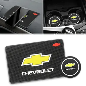 1/2/3/4Pcs Car Coaster Water Cup Slot Non-Slip Mat Auto Dashboard Sticky PVC Anti-Slip Pad Interior Accessories For Chevrolet Silverado Equinox Malibu Captiva Cruze Spark Traverse Tahoe Colorado Blazer Camaro Trax Z71 Orlando Aveo