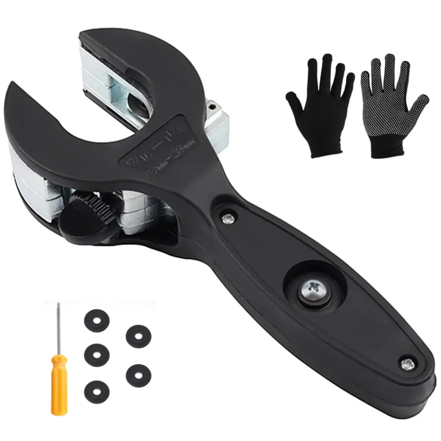 Heavy Duty Ratcheting Tubing Cutter with Replaceable Alloy Steel Blade, 1/4"-11/8" OD, 3x Longer Lifespan for Copper Tubing, EMT, Aluminum, Iron, Stainless Steel Conduit - Home Improvement Plumbing HVAC Tool (Black), High Carbon Steel