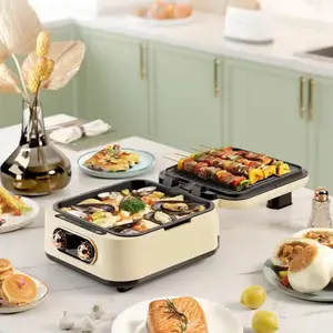 MBR Indoor Smokeless Electric Korean BBQ Grill, Non-Stick Removable Plate, Dual Cooking Surface, Adjustable Temperature, Dishwasher Safe, 1800W