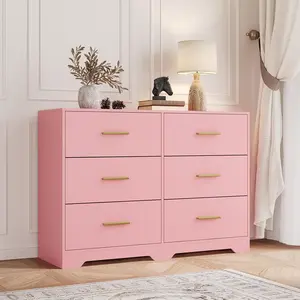Chest of Drawers with 6 Drawers, Modern Drawer Dresser Durable Structure with Deep Drawers,Anti-Tipping Device for Home,Office, Living Room
