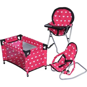 Mega Baby Doll Accessories Set, 3-1 Baby Doll Crib, Baby Doll High Chair & Bouncer Seat. 18 inch Doll Accessories with Doll Bed. 18" Dolls Furniture Play Stuff. Toys for Girls Ages 3-5,4-6,5-7,8-10