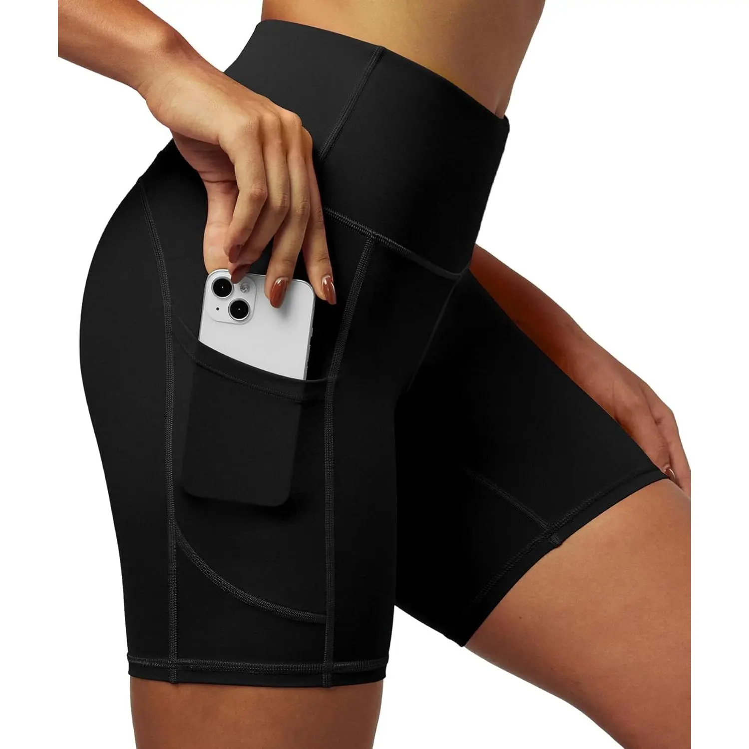 IUGA Biker Shorts Women 6" Tummy Control Workout Shorts Women with Pockets High Waisted Yoga Running Gym Spandex Compression