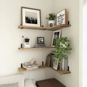 Creative Wall Mounted Shelf, 6 Counts/set Space Saving Wall Shelf, Wooden Wall Shelf, Floating Shelf, Wall Shelf Unit for Home Living Room Bedroom Bathroom Decor