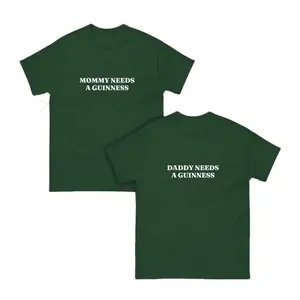 Daddy/Mommy needs a Guinness Baby Tee - St Patricks Day Baby tee - Irish Y2k Merch - Vintage Y2k Top - Shamrock Baby Tee - Lucky Shirt