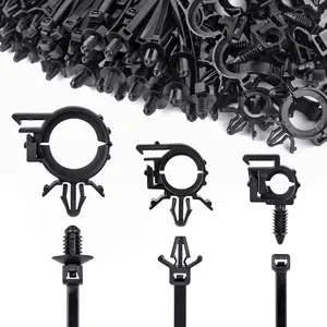 150pcs Nylon Universal Cable Tie Buckle, Push Mount Cable Zip Tie with Car Wire Loom Routing Clips, Universal Compatible with GM Ford Trucks Cars Sedan UTV Engine Bay Self Locking Straps
